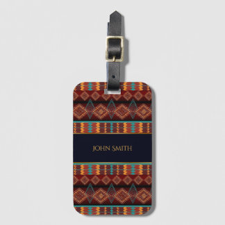 ethnic african geometric pattern luggage tag