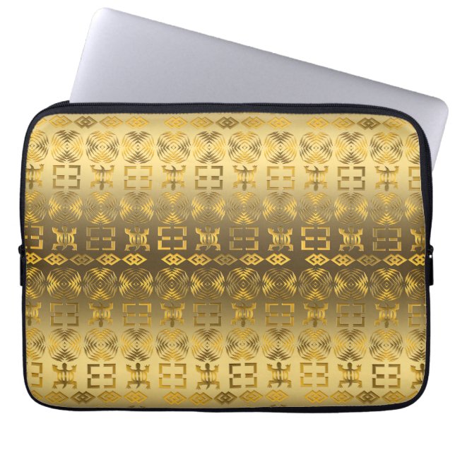 Ethnic African Golden Adinkra simbols Laptop Sleeve (Front)