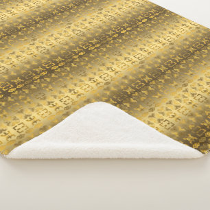 Ethnic African Golden Adinkra Symbols Sherpa Blanket