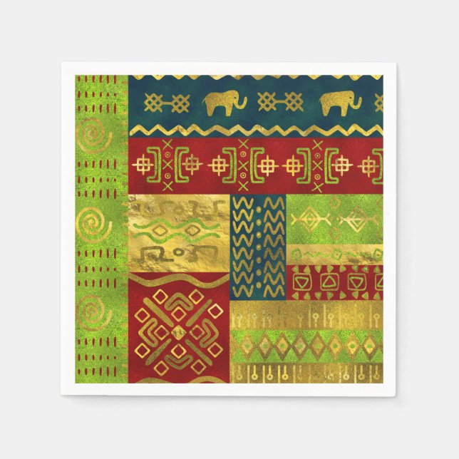 Ethnic African Golden Pattern on colour Napkin (Front)