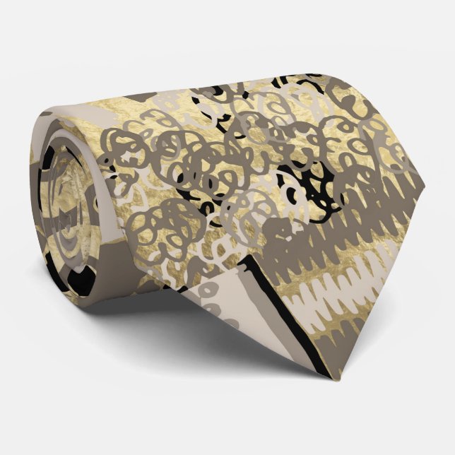 Ethnic African Golden Pattern on pastel Tie (Rolled)