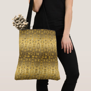 Ethnic African golden pattern with Adinkra simbols Tote Bag