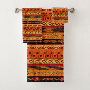 Ethnic African grunge striped pattern. Bath Towel Set