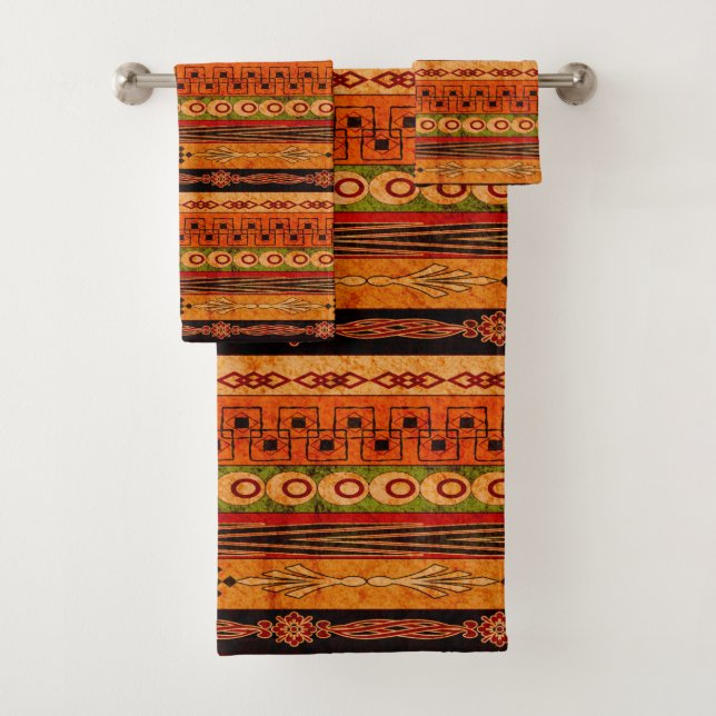 Ethnic African grunge striped pattern. Bath Towel Set (Insitu)