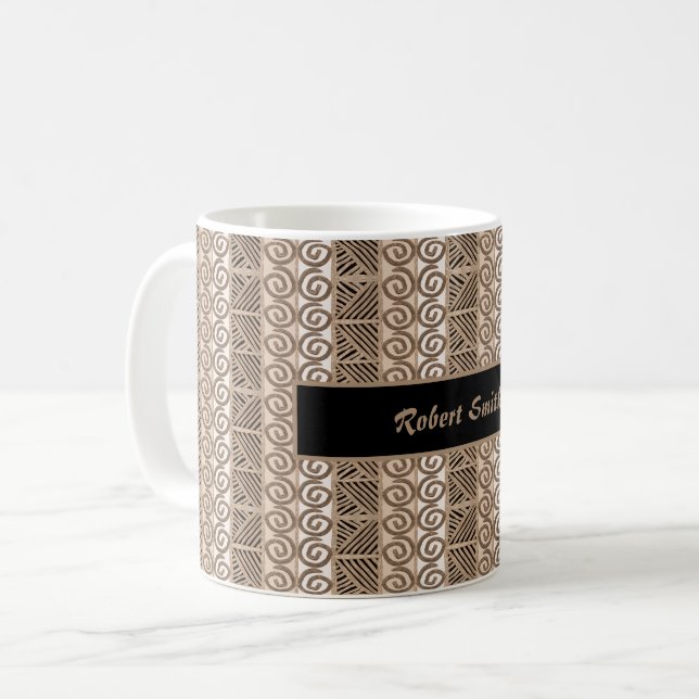Ethnic african hand drawn pattern coffee mug (Front Left)
