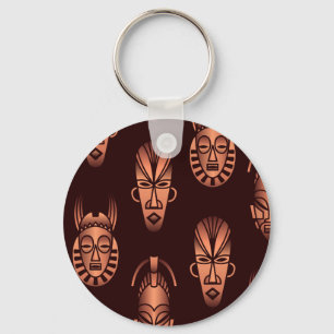 Ethnic African masks, dark background Key Ring