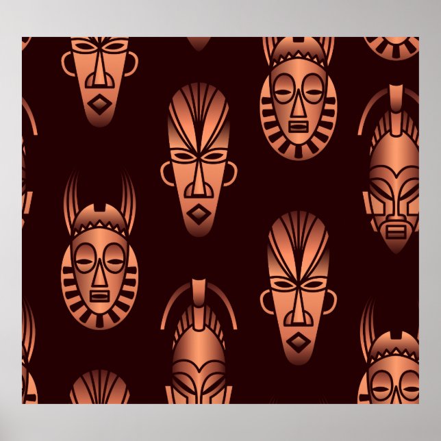 Ethnic African masks, dark background Poster (Front)
