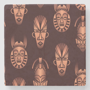 Ethnic African masks, dark background Stone Coaster