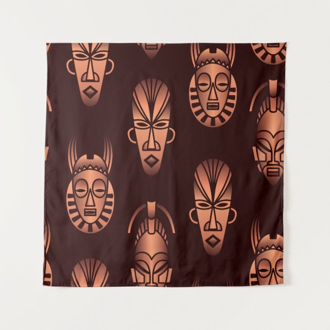 Ethnic African masks, dark background Tapestry (Front)