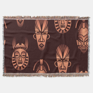 Ethnic African masks, dark background Throw Blanket