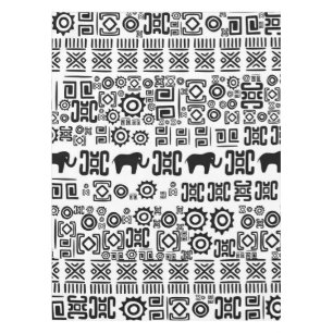 Ethnic African Pattern- Black and White #1 Tablecloth