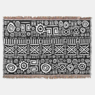 Ethnic African Pattern- Black and White #3 Throw Blanket
