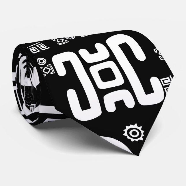 Ethnic African Pattern- Black and White #3 Tie (Rolled)