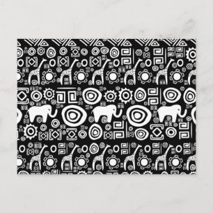 Ethnic African Pattern- Black and White #4 Postcard
