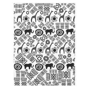 Ethnic African Pattern- Black and White #5 Tablecloth