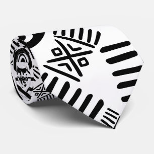 Ethnic African Pattern- Black and White #5 Tie
