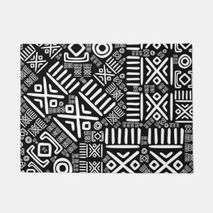 Ethnic African Pattern- Black and White #6 Doormat