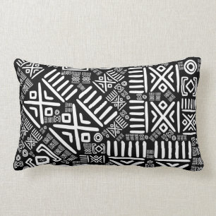 Ethnic African Pattern- Black and White #6 Lumbar Cushion