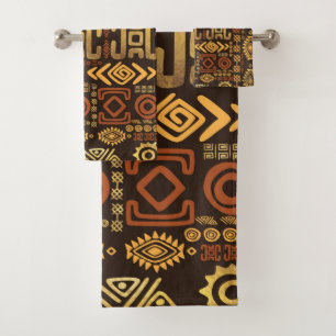 Ethnic African Pattern- browns and golds #11 Bath Towel Set