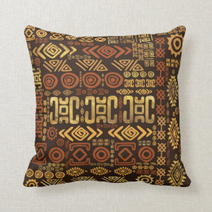 Ethnic African Pattern- browns and golds #11 Cushion
