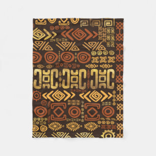 Ethnic African Pattern- browns and golds #11 Fleece Blanket