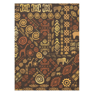 Ethnic African Pattern- browns and golds #12 Tablecloth