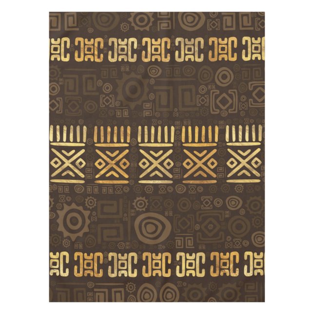 Ethnic African Pattern- browns and golds #2 Tablecloth (Front)