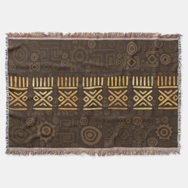 Ethnic African Pattern- browns and golds #2 Throw Blanket (Front)