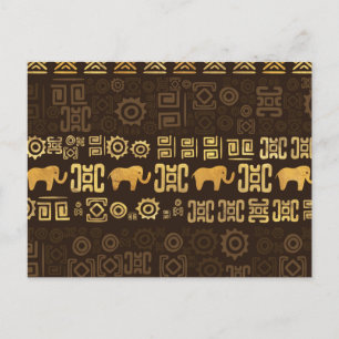 Ethnic African Pattern- browns and golds #4 Postcard