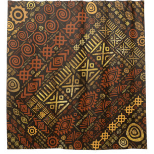Ethnic African Pattern- browns and golds #5 Shower Curtain