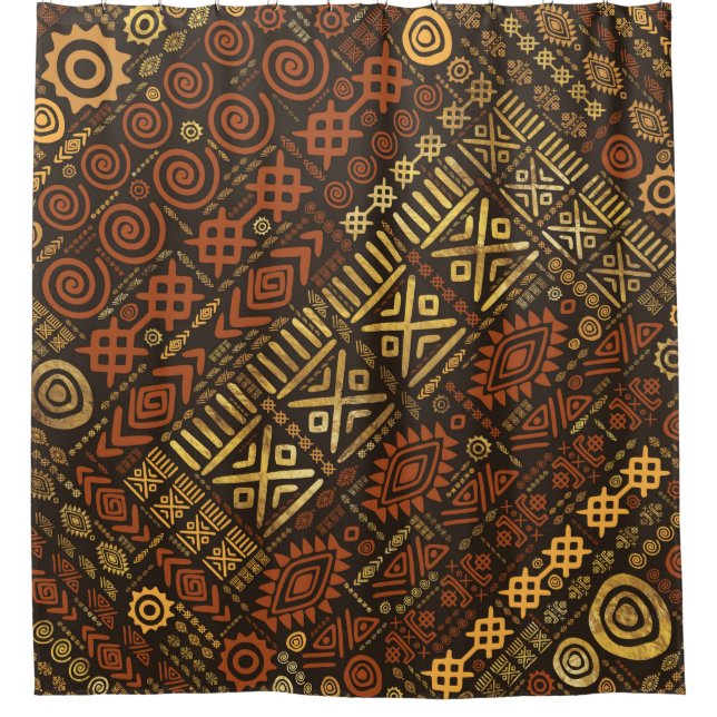 Ethnic African Pattern- browns and golds #5 Shower Curtain (Front)