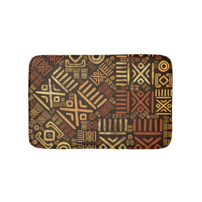 Ethnic African Pattern- browns and golds #6 Bath Mat (Front)