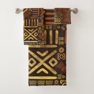 Ethnic African Pattern- browns and golds #6 Bath Towel Set