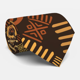 Ethnic African Pattern- browns and golds #7 Tie