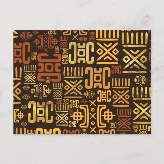 Ethnic African Pattern- browns and golds #8 Postcard (Front)