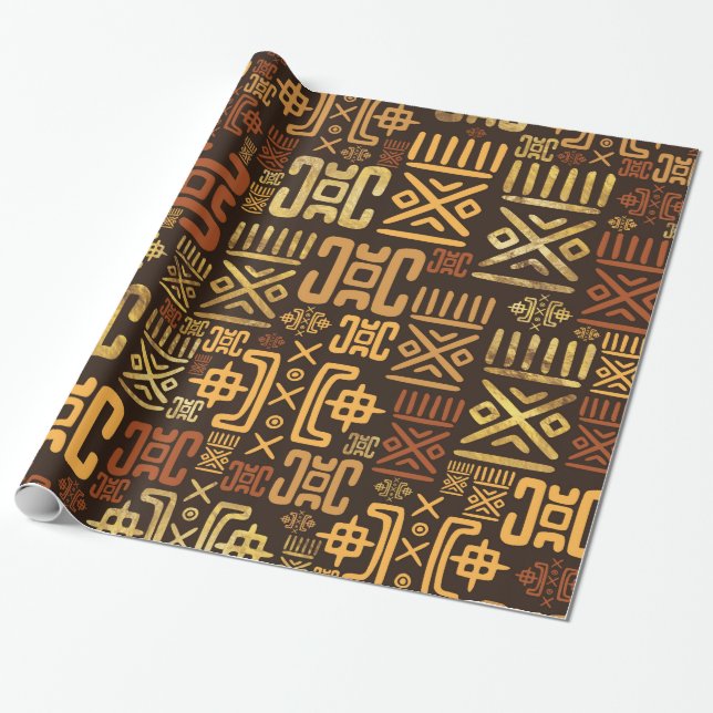 Ethnic African Pattern- browns and golds #8 Wrapping Paper (Unrolled)