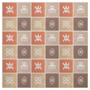 Ethnic African pattern with Adinkra simbols Fabric