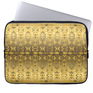 Ethnic African pattern with Adinkra simbols Laptop Sleeve