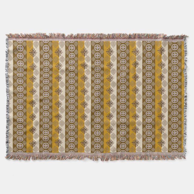 Ethnic African pattern with Adinkra simbols Throw Blanket (Front)