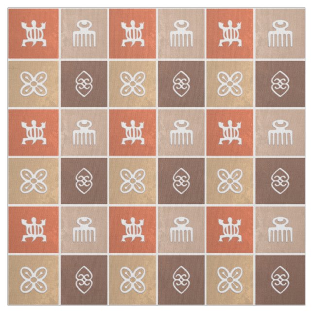 Ethnic African pattern with Adinkra symbols Fabric (Swatch)