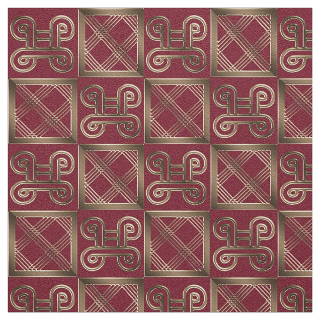 Ethnic African pattern with Adinkra symbols Fabric (Swatch)