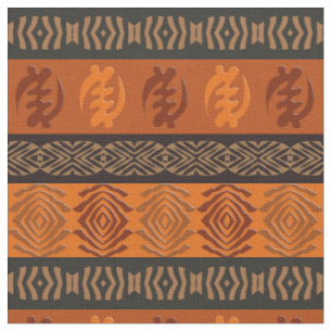 Ethnic African pattern with Adinkra symbols Fabric
