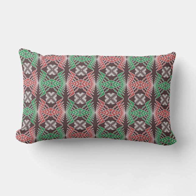 ethnic african striped geometric  pattern lumbar cushion (Front)