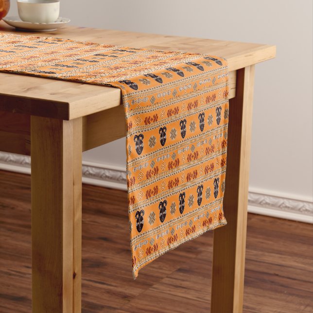 Ethnic african tribal geometric  pattern short table runner (In Situ)
