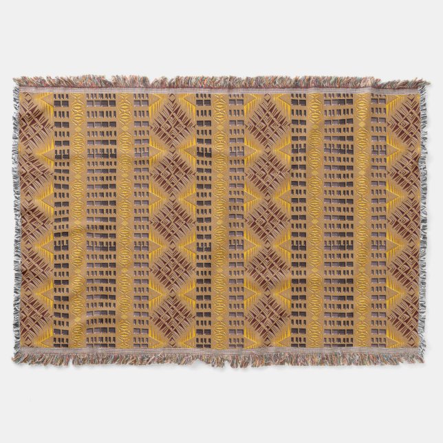 ethnic african tribal geometric pattern throw blanket (Front)
