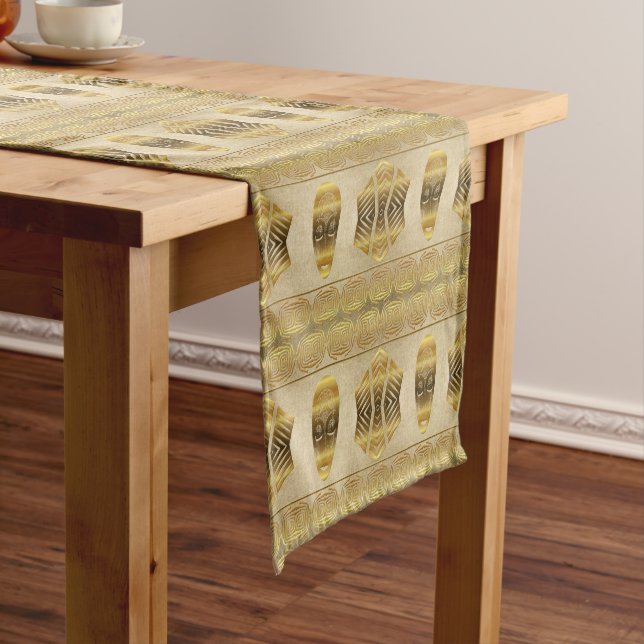 Ethnic african tribal Golden gradient  pattern Short Table Runner (In Situ)