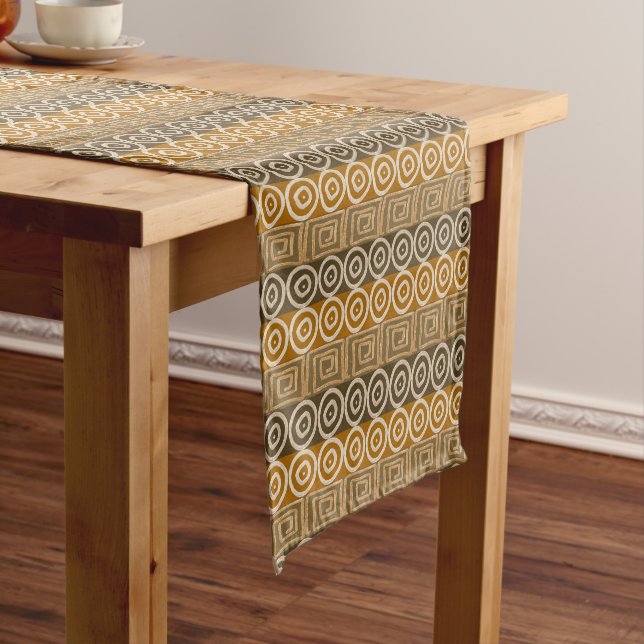 Ethnic african tribal hand-drawing  pattern short table runner (In Situ)