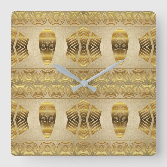 Ethnic African tribal mask pattern. Square Wall Clock (Front)