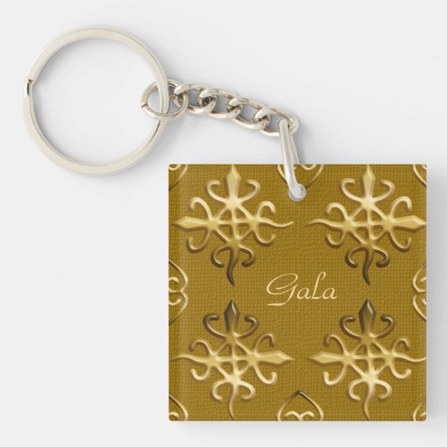 Ethnic african tribal pattern.Adinkra. Key Ring (Front)