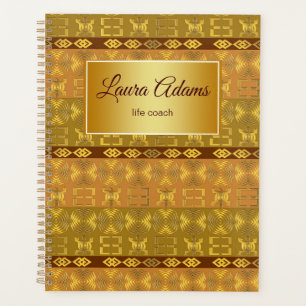 Ethnic african  tribal pattern. Adinkra simbols. Planner
